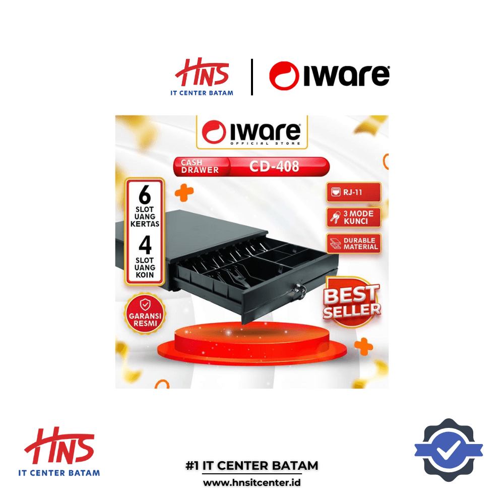 IWARE CASH DRAWER CD-408 WITH RJ11 6 SLOT UANG KERTAS 4 SLOT UANG KOIN STAINLESS