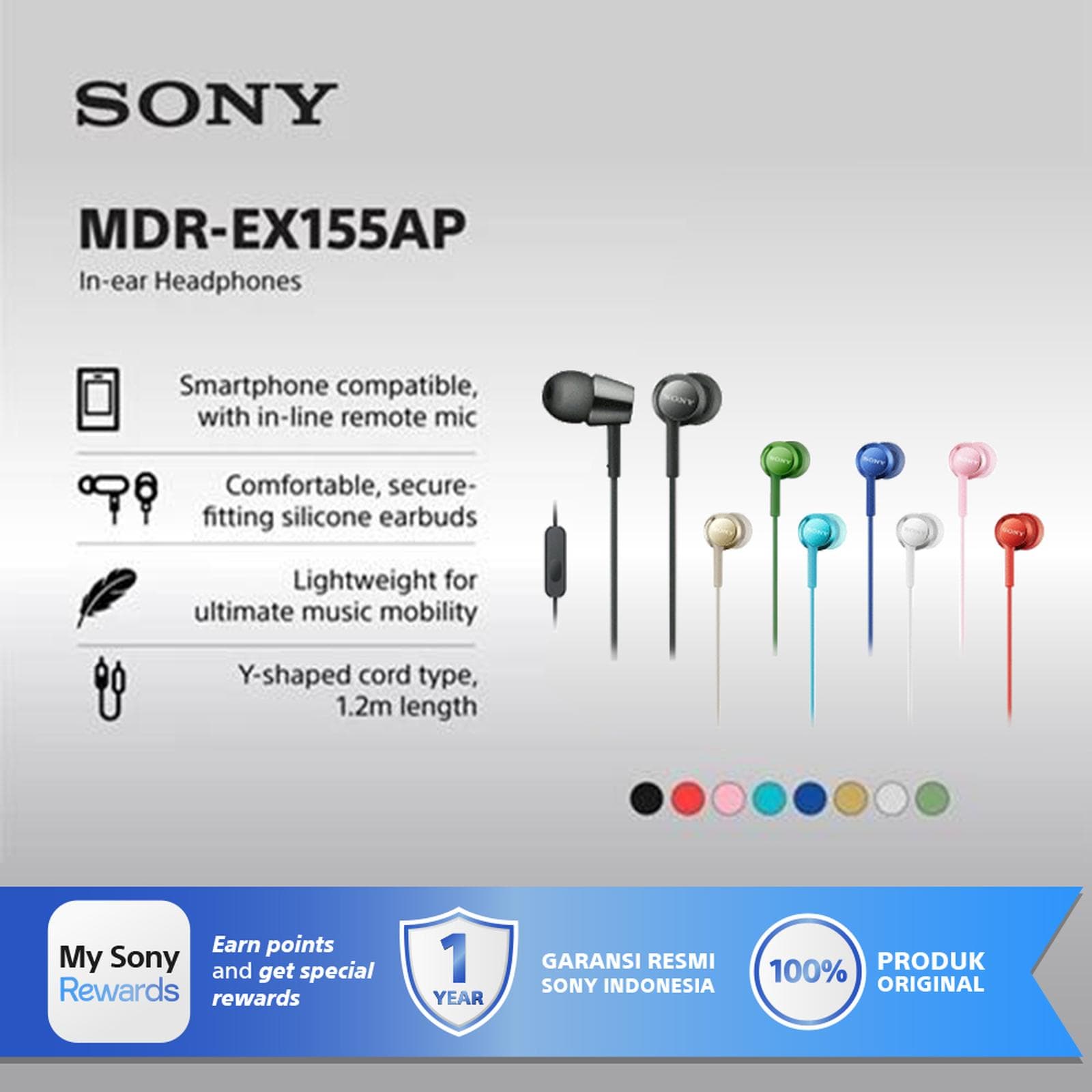 EARPHONE SONY MDR-EX155AP EARPHONE WITH MIC