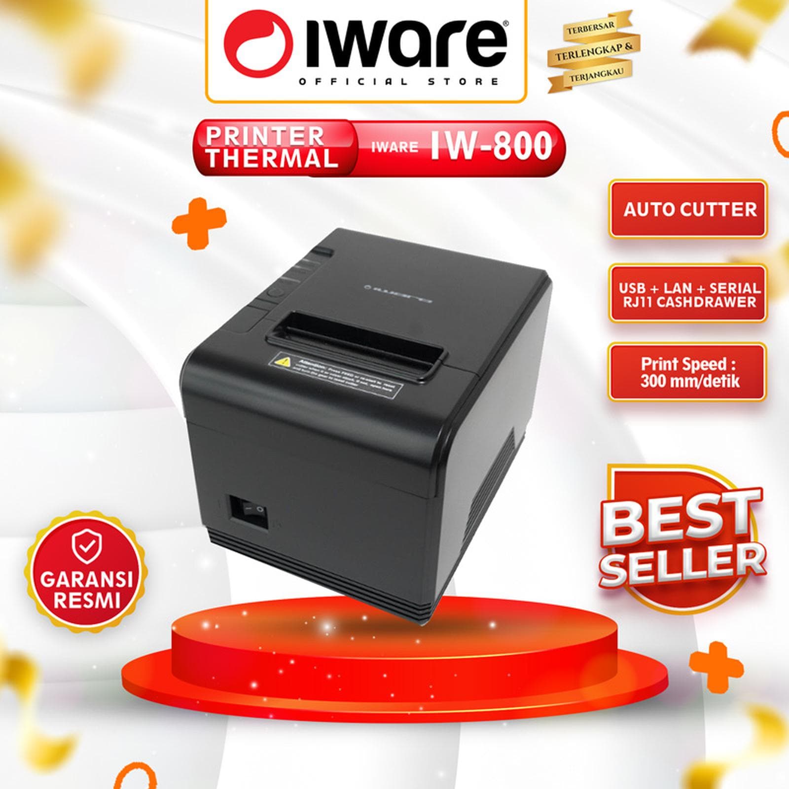 IWARE PRINTER THERMAL KASIR STRUK IW-800 USB LAN SERIAL AUTOCUTTER BISA 58MM 80MM
