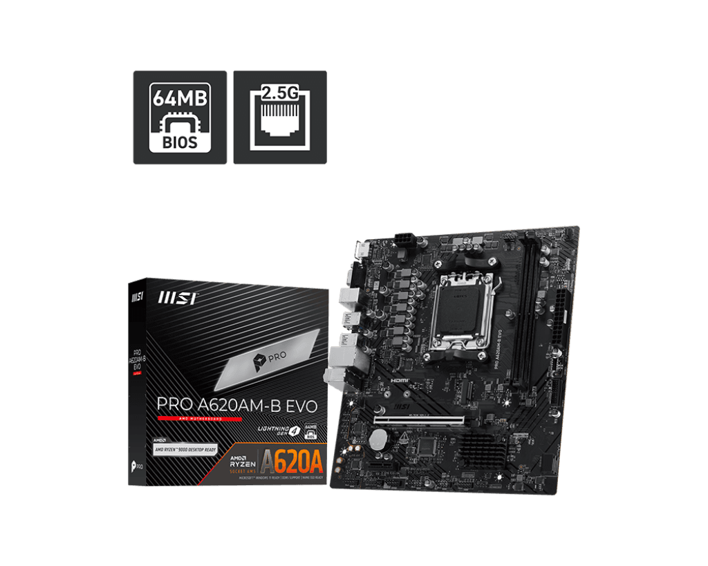 MOTHERBOARD MSI PRO A620AM-B EVO AM5 DDR5 - mATX