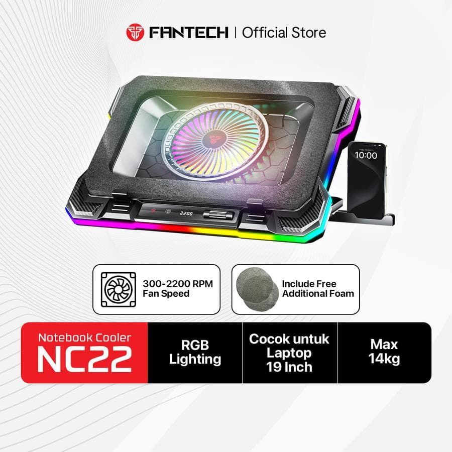 COOLING PAD FANTECH NC22 RGB WITH PHONE HOLDER ADJUSTABLE FAN