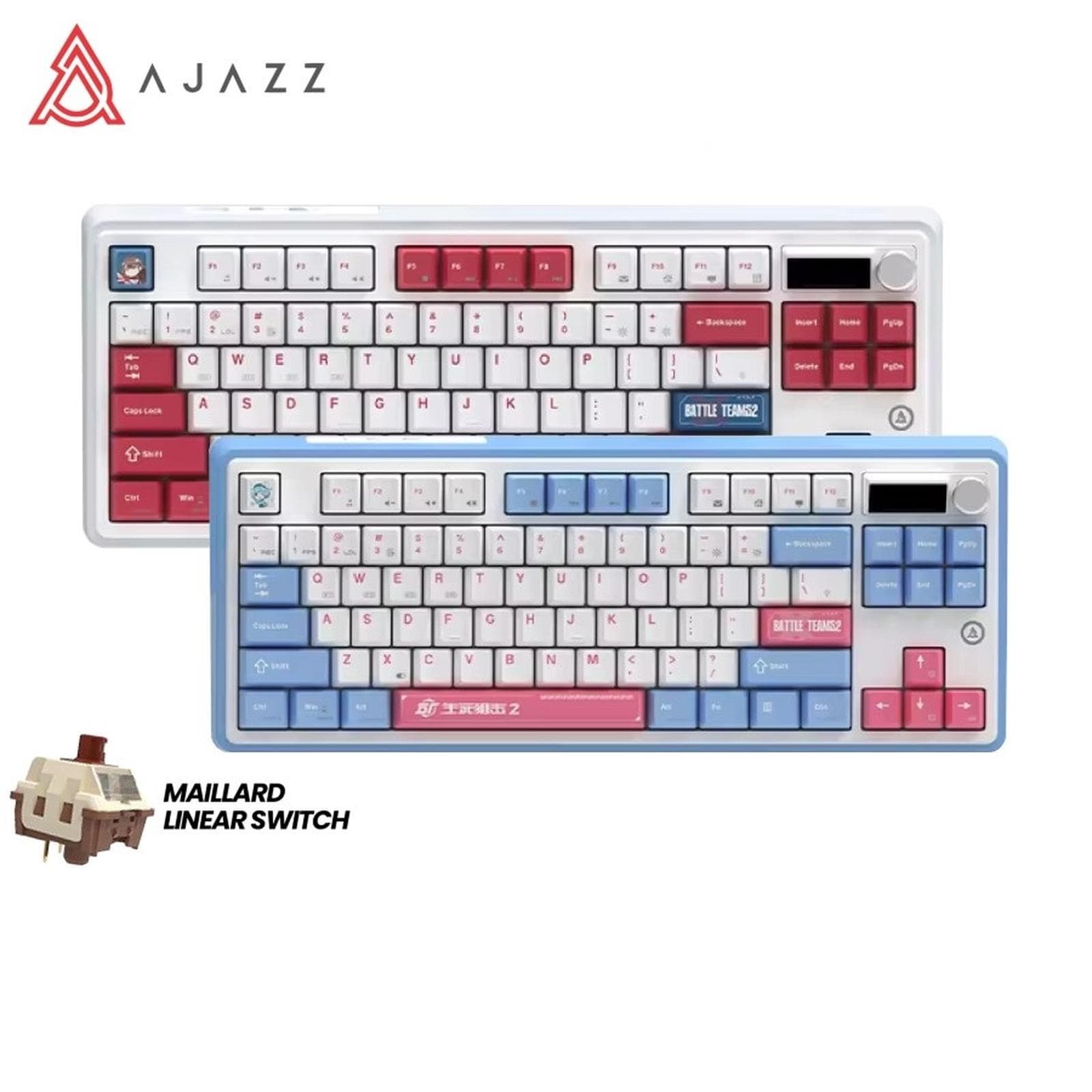 KEYBOARD AJAZZ AK870 COLLABORATION GAME TRI-MODE MECHANICAL KEYBOARD