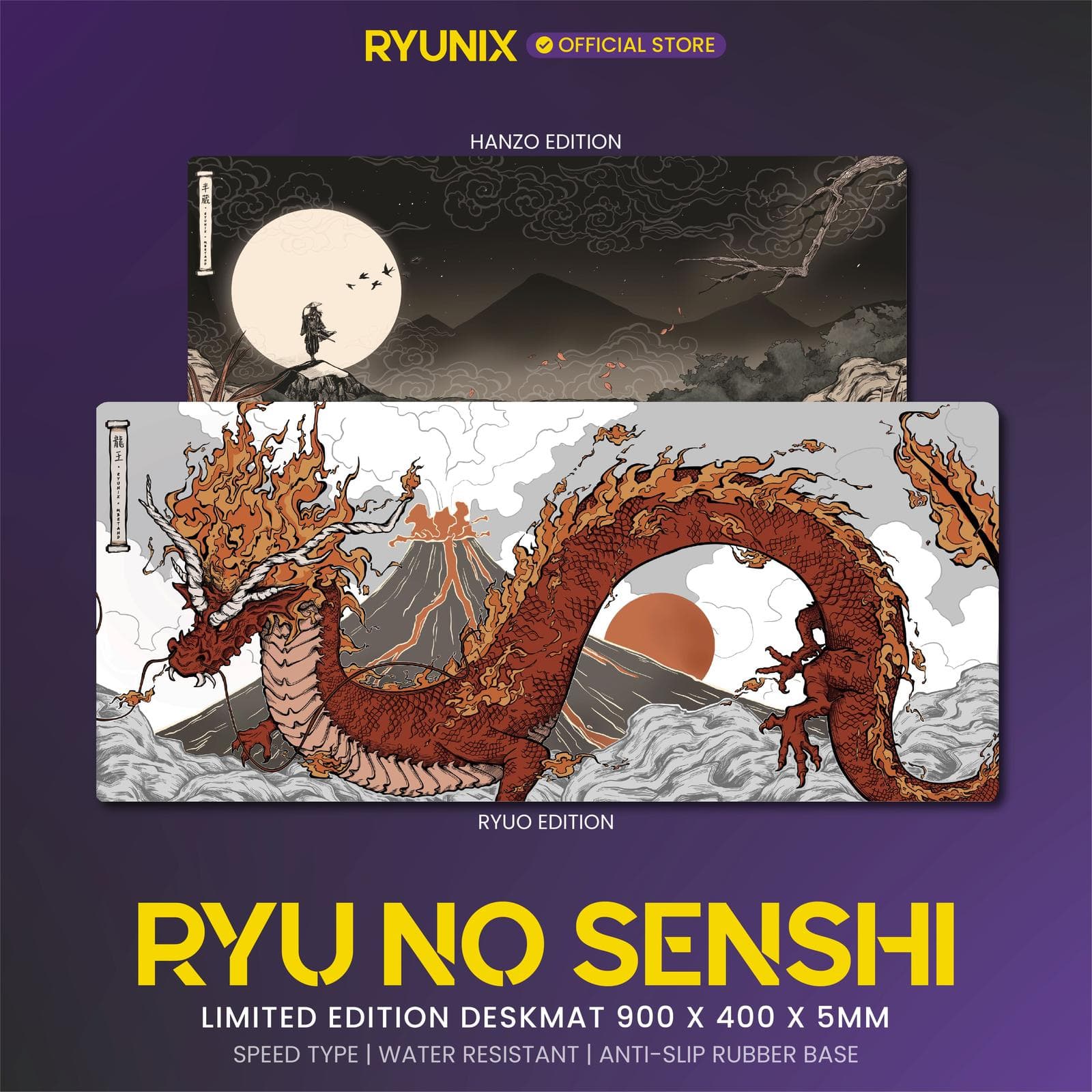 MOUSEPAD SADES RYUNIX X MBETAND DESKMAT GAMING RYU NO SENSHI