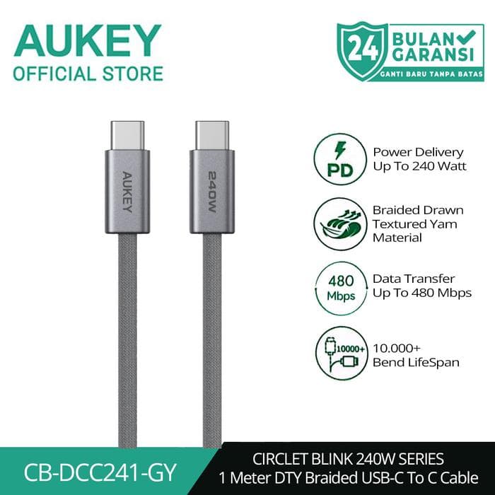 AUKEY CABLE CHARGER DTY CB-DCC241 & CB-DCC242 USB-C TO USB-C 240W 1M & 1.8M