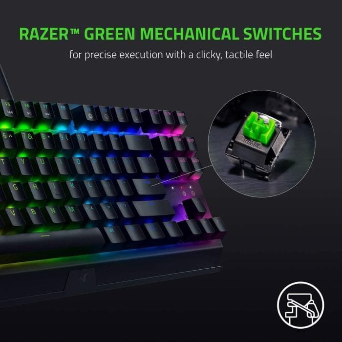 KEYBOARD RAZER BLACKWIDOW V3 TENKEYLESS RGB — GREEN SWITCH