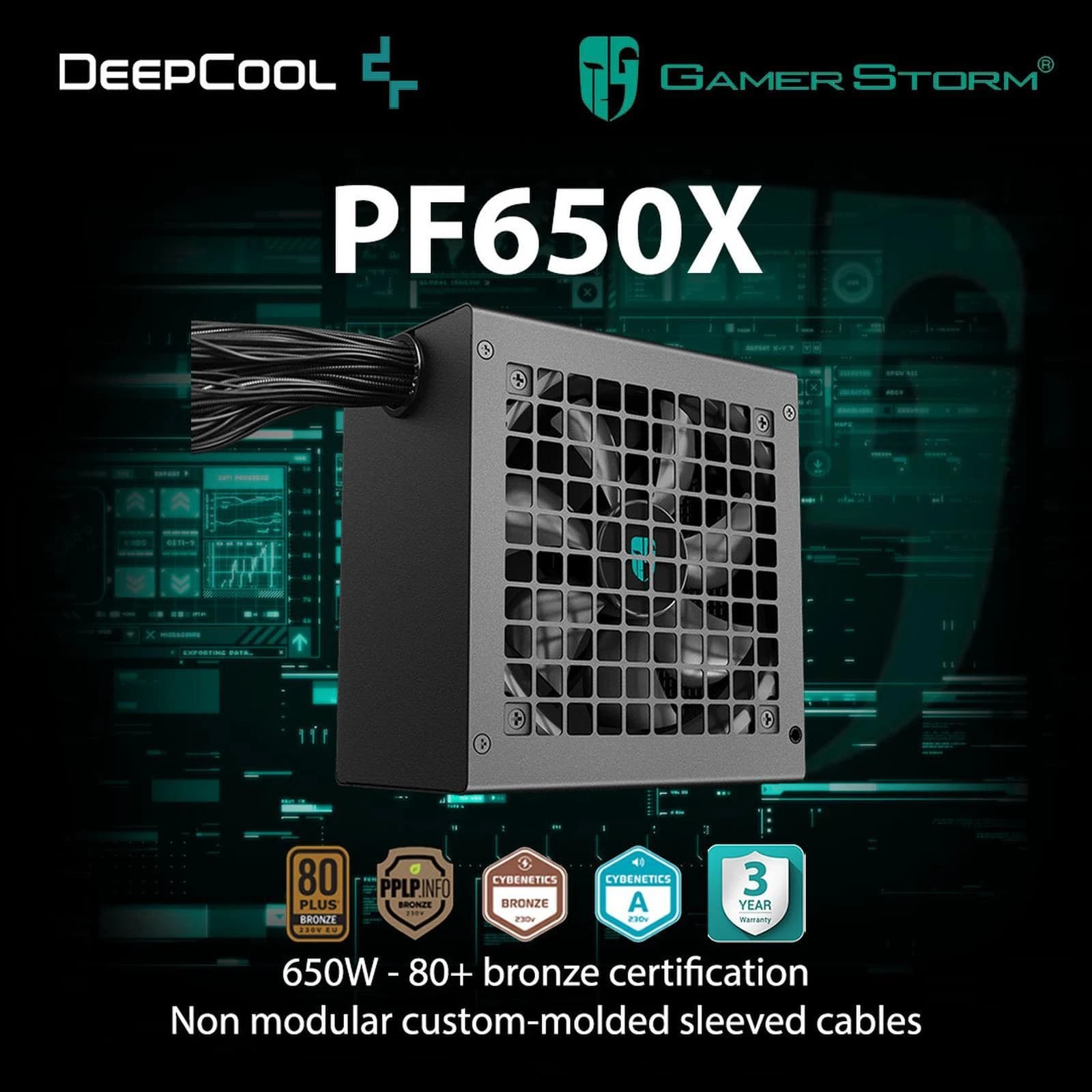 POWER SUPPLY DEEPCOOL GAMERSTORM PF650X 650W 80+ BRONZE - NON MODULAR