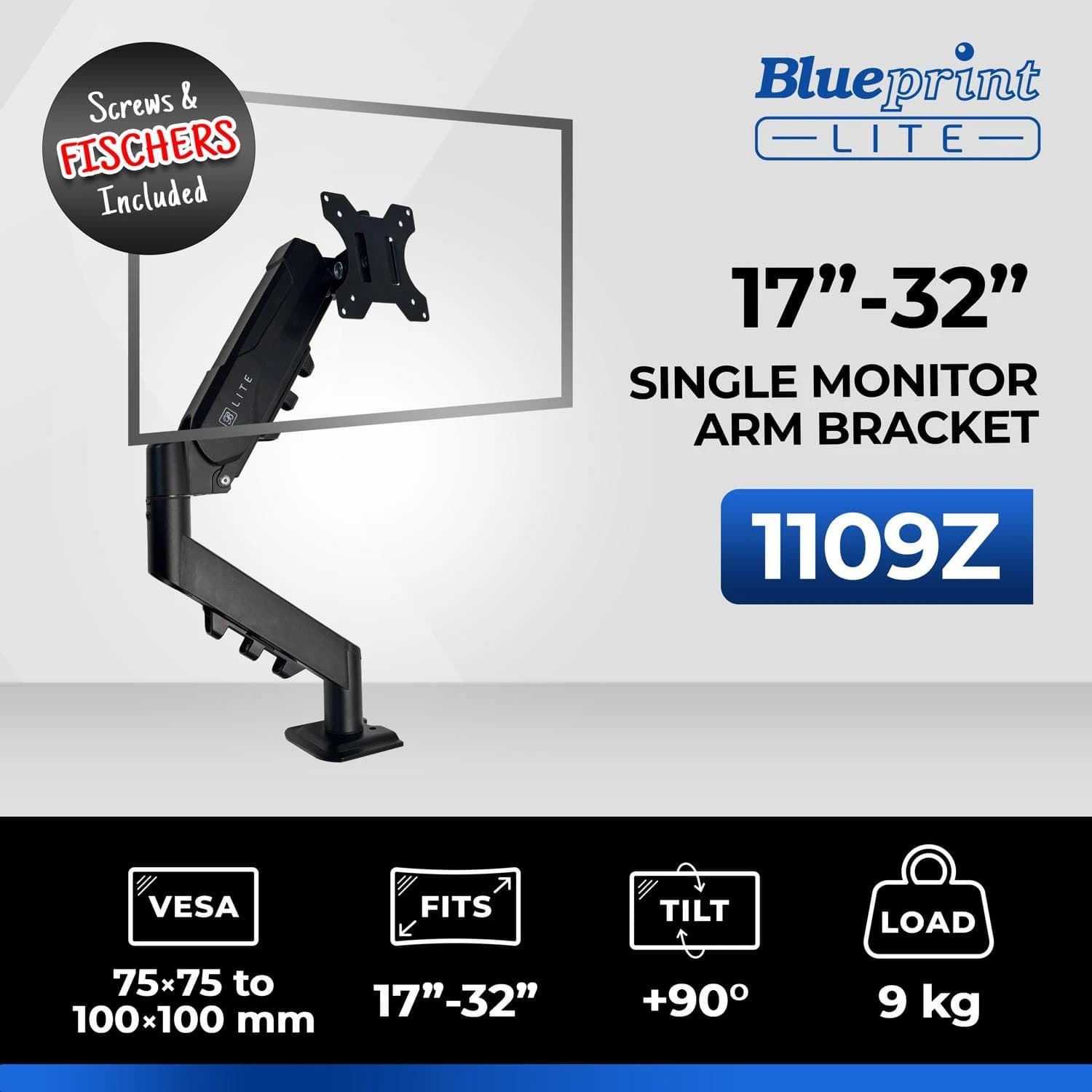 BRACKET MONITOR BLUEPRINT LITE MODEL-1109Z 17"-32" SINGLE MONITOR ARM BLACK