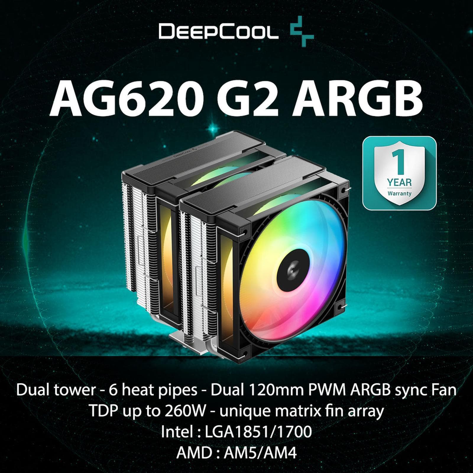 FAN PROCESSOR DEEPCOOL AG620 G2 ARGB BLACK