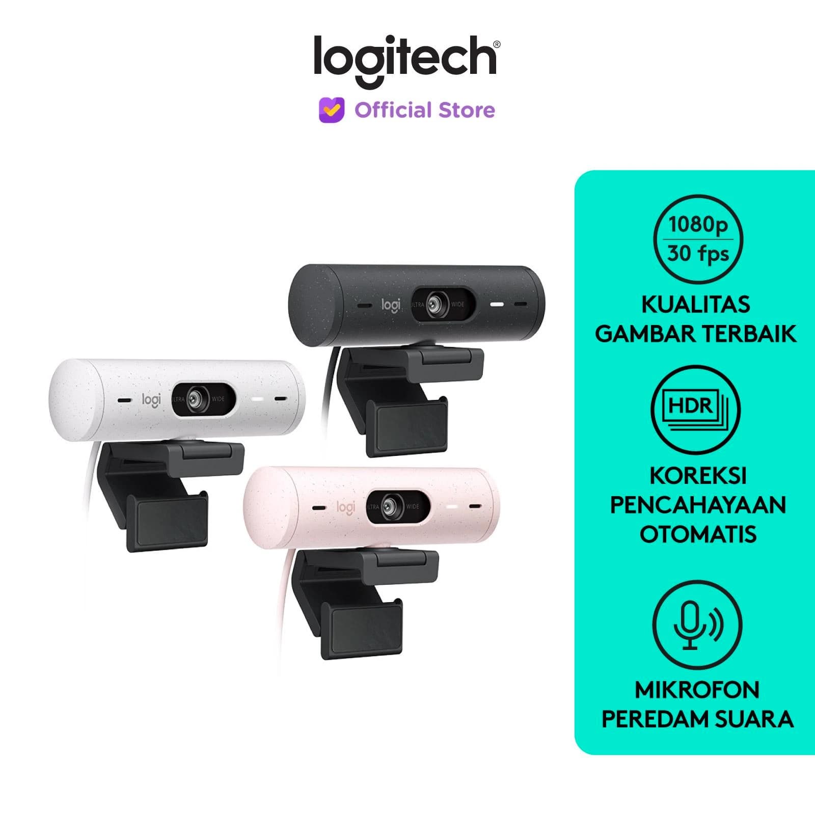 WEBCAM LOGITECH BRIO 500 FULL HD 1080P AUTO LIGHT CORRECTION NOISE REDUCTION