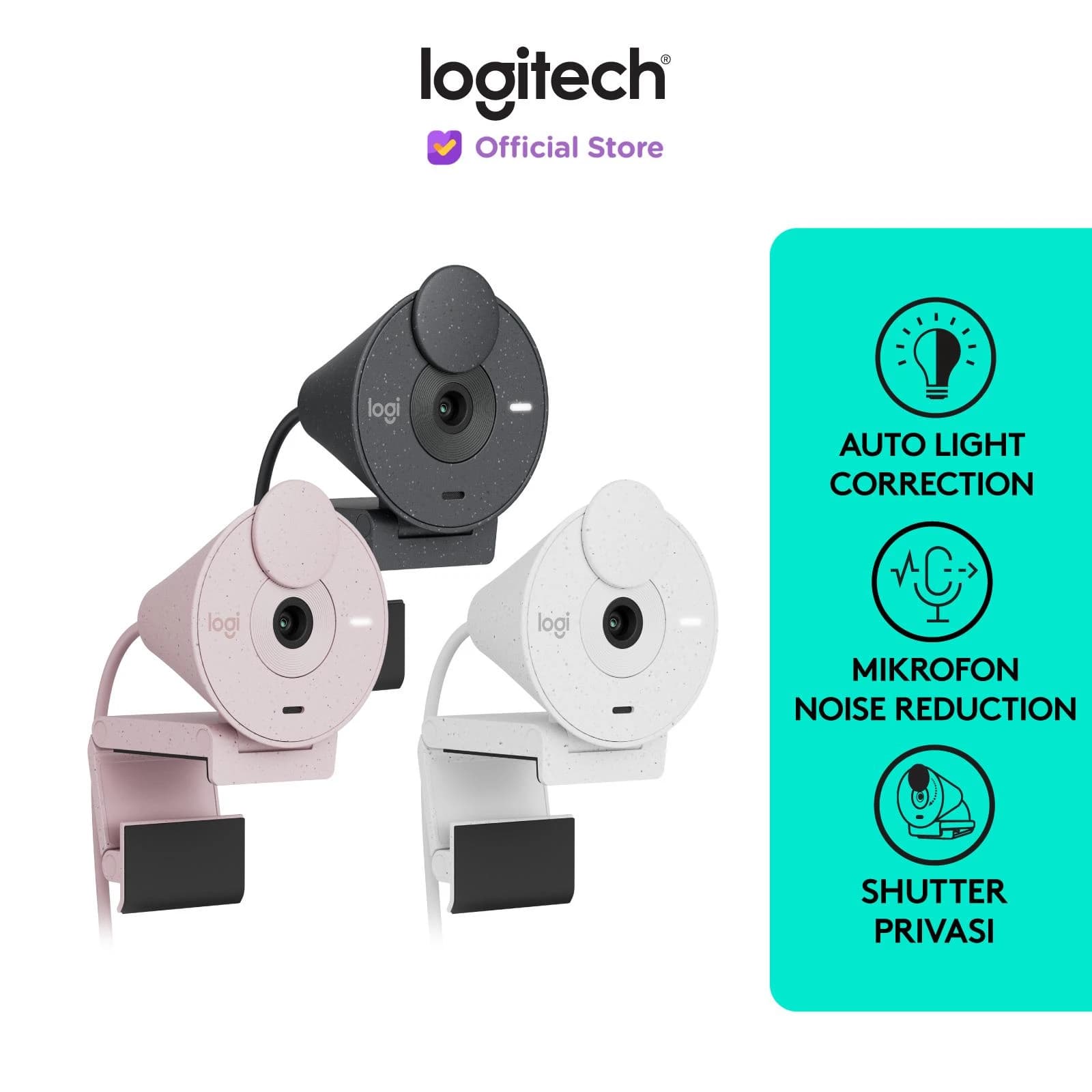 WEBCAM LOGITECH BRIO 300 FULL HD 1080P AUTO LIGHT CORRECTION NOISE REDUCTION