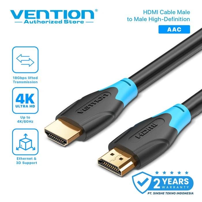 KABEL HDMI VENTION AACBI 4K UHD 3D V2.0 HIGH SPEED 0.3M