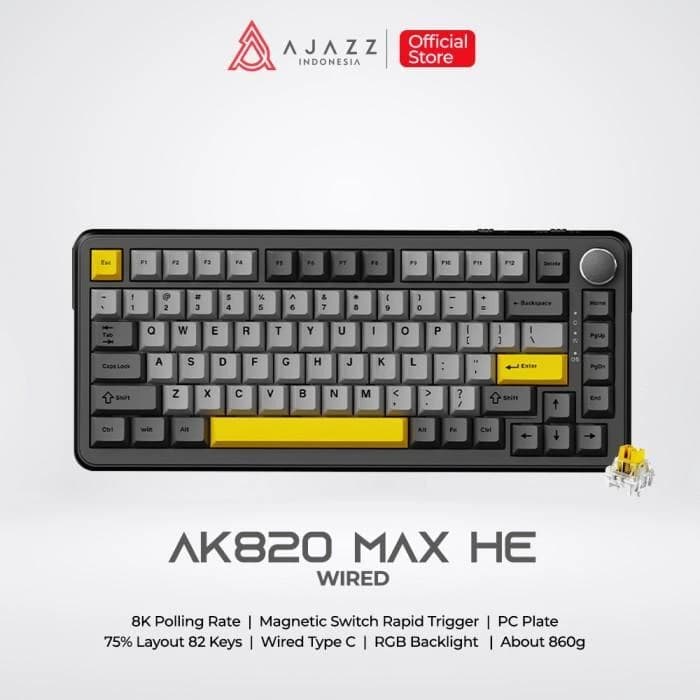 KEYBOARD AJAZZ AK820 MAX WIRED MAGNETIC SWITCH HE RAPID TRIGGER RGB