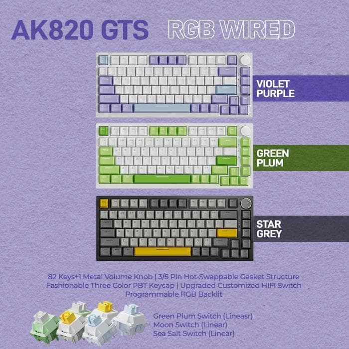 KEYBOARD AJAZZ AK820 GTS WIRED MECHANICAL KEYBOARD RGB