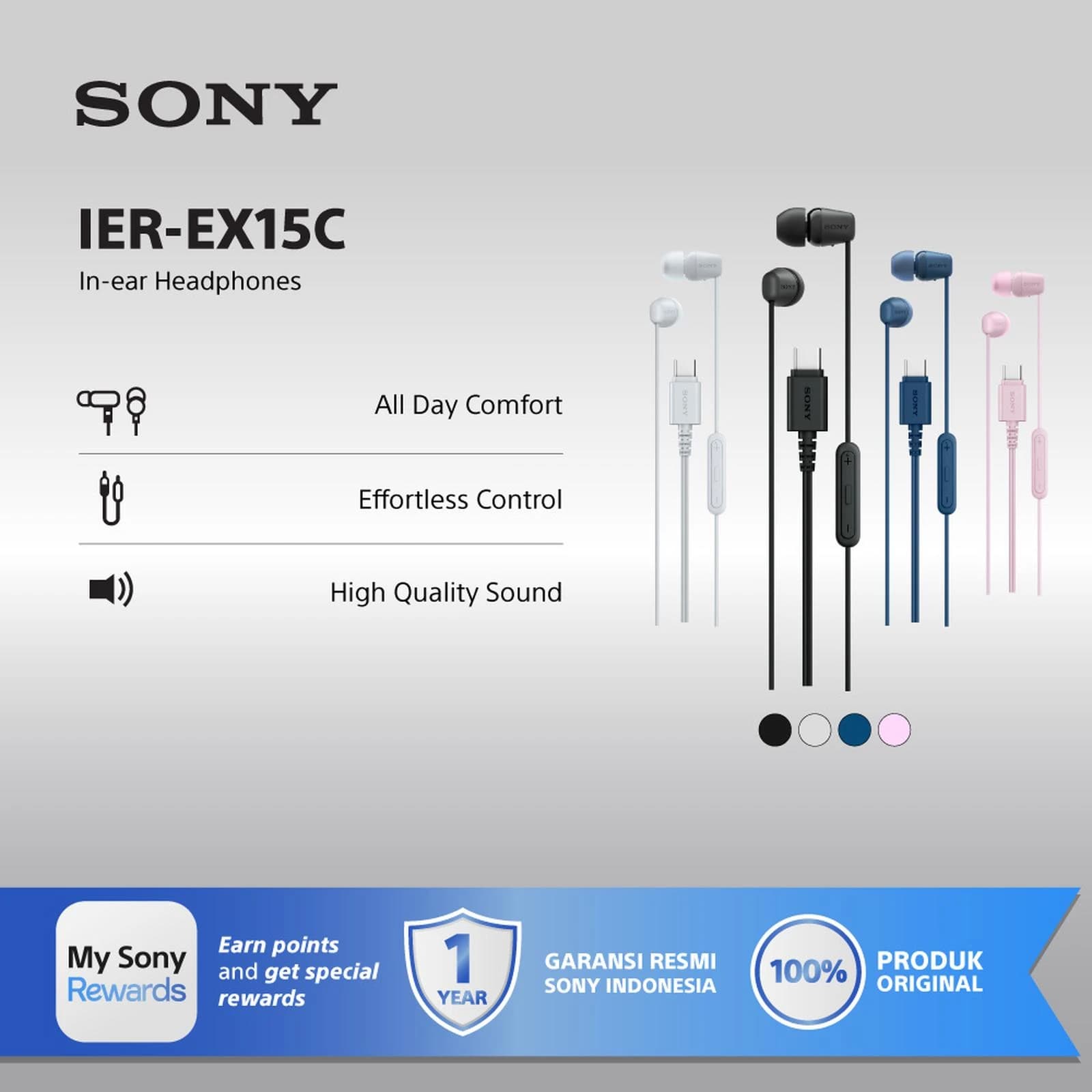 EARPHONE SONY IER-EX15C WIRED IN-EAR USB-C WITH MICROPHONE