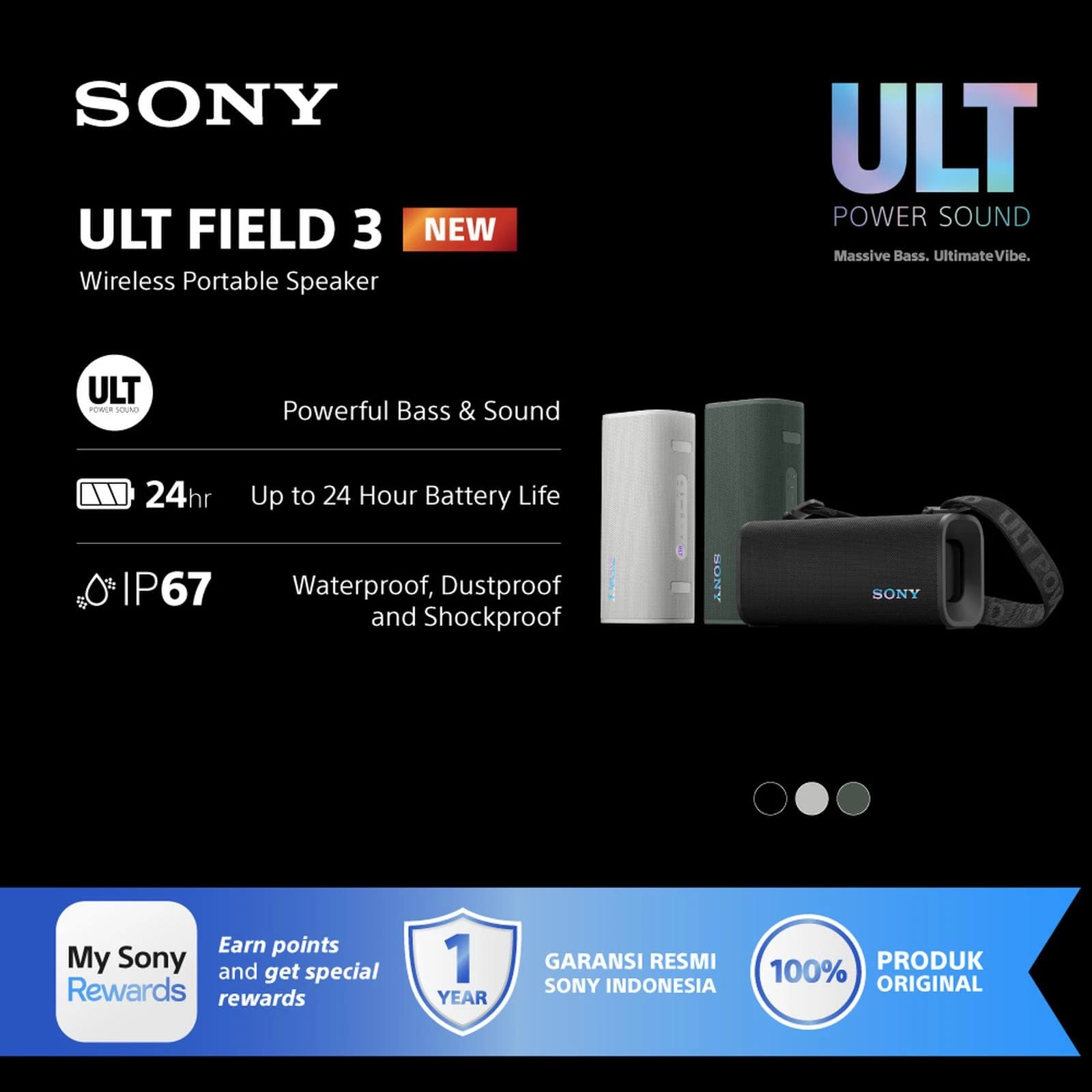 SPEAKER SONY ULT FIELD 3 SRS-ULT30 PORTABLE WIRELESS BLUETOOTH