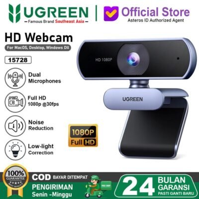 UGREEN WEBCAM FULL HD RESOLUTION 1080P 30FPS BUILT IN DUAL MIC NOISE REDUCTION - (15728)