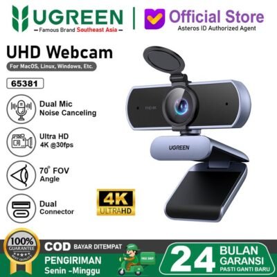 UGREEN WEBCAM UHD 4K RESOLUTION 30FPS BUILT IN DUAL MIC NOISE REDUCTION - (65381)