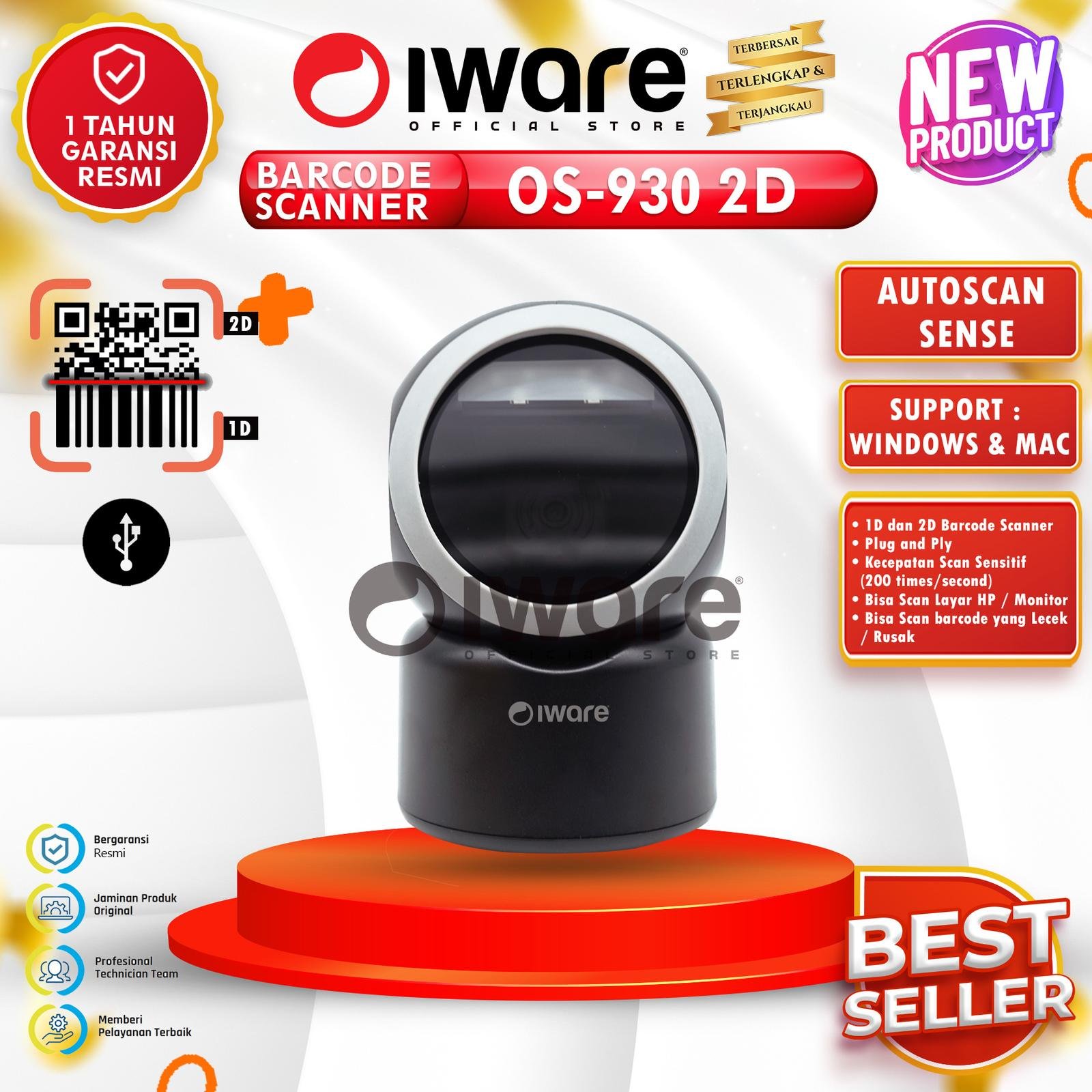 IWARE BARCODE SCANNER OMNI 2D OS-930 BLACK