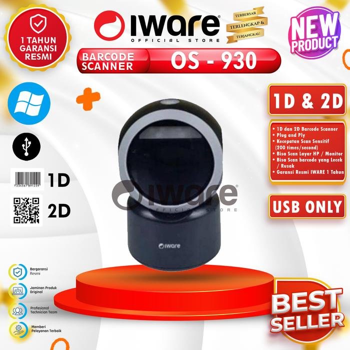 IWARE BARCODE SCANNER OMNI 2D OS-930 BLACK - Gambar 2