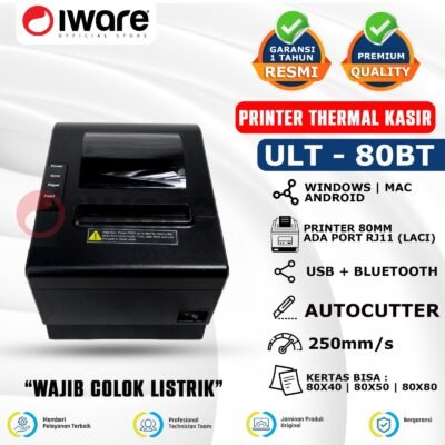 IWARE PRINTER KASIR THERMAL STRUK ULT-80BT USB BLUETOOTH 80mm AUTOCUTTER PORT RJ11