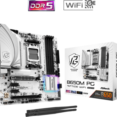 MOTHERBOARD ASROCK B650M PG RIPTIDE WIFI WHITE DDR5 AM5 - mATX